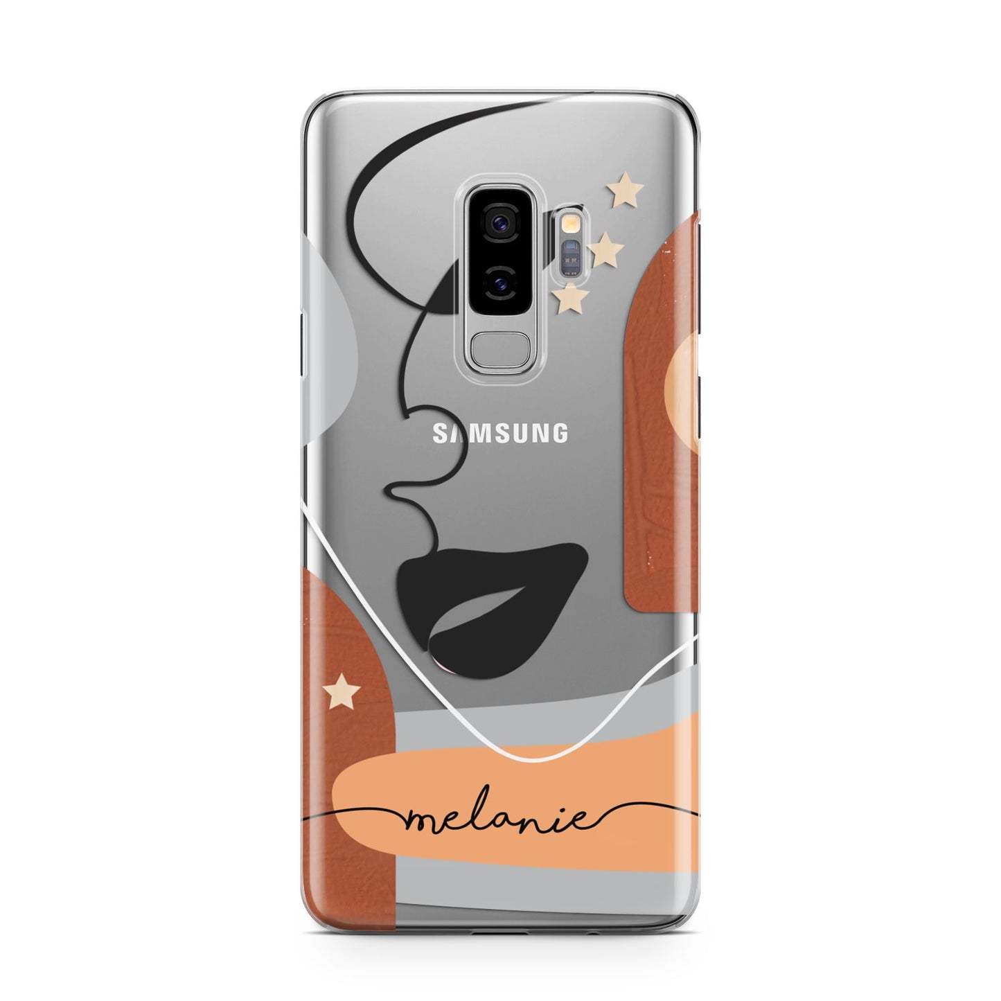 Personalised Line Art Samsung Galaxy S9 Plus Case on Silver phone