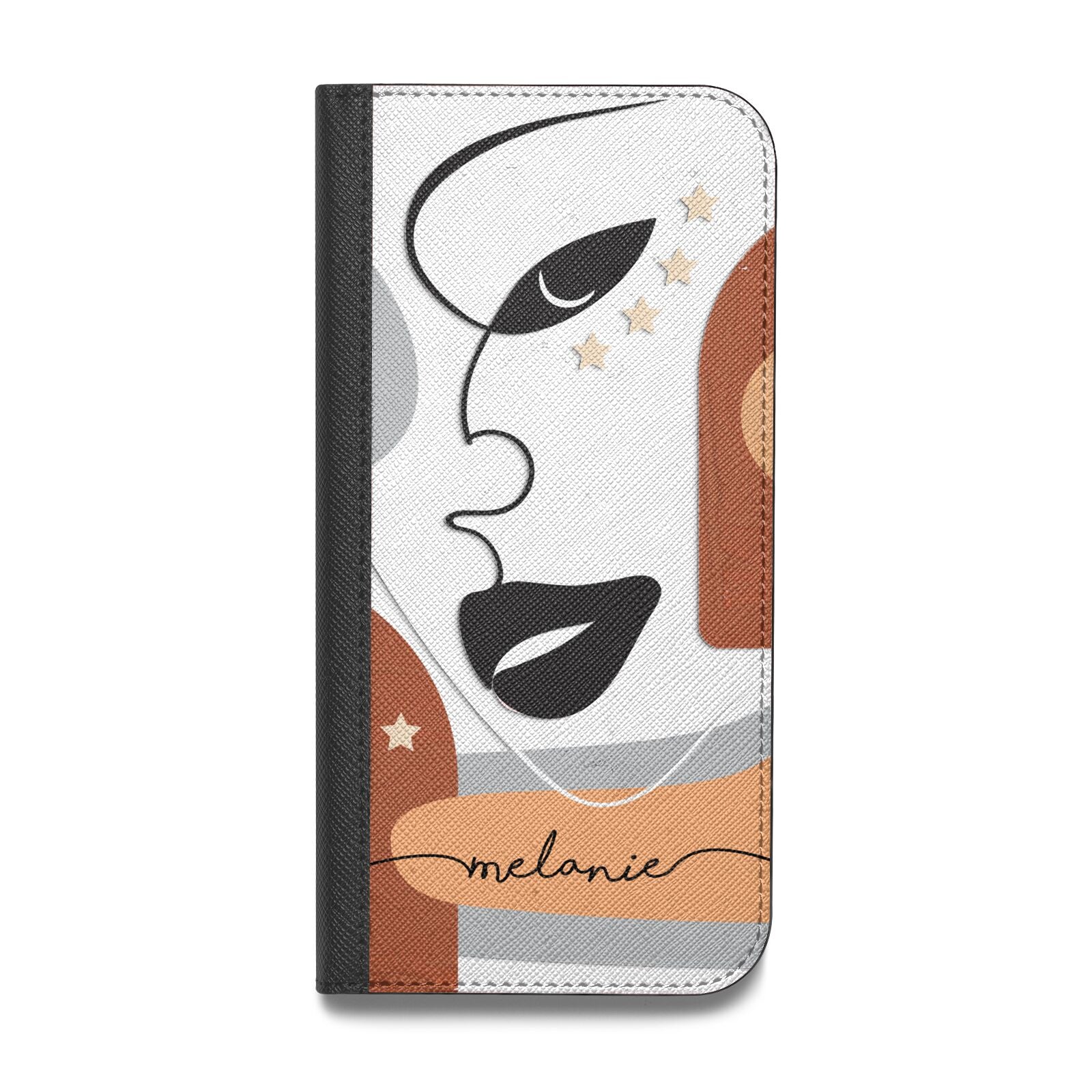Personalised Line Art Vegan Leather Flip Samsung Case