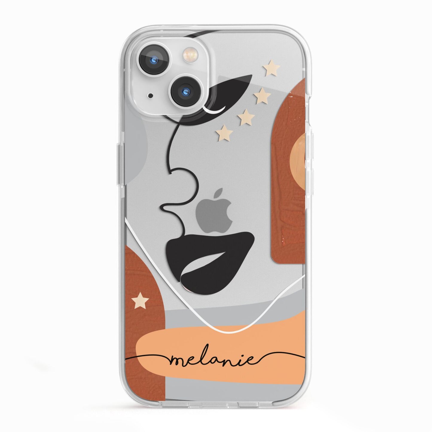Personalised Line Art iPhone 13 TPU Impact Case with White Edges