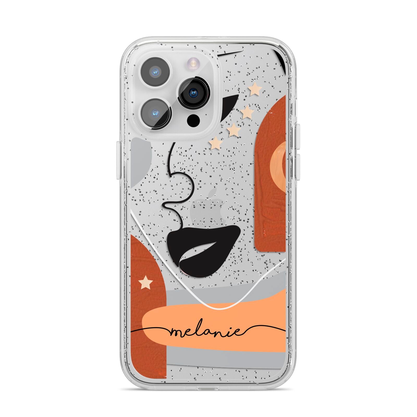 Personalised Line Art iPhone 14 Pro Max Glitter Tough Case Silver