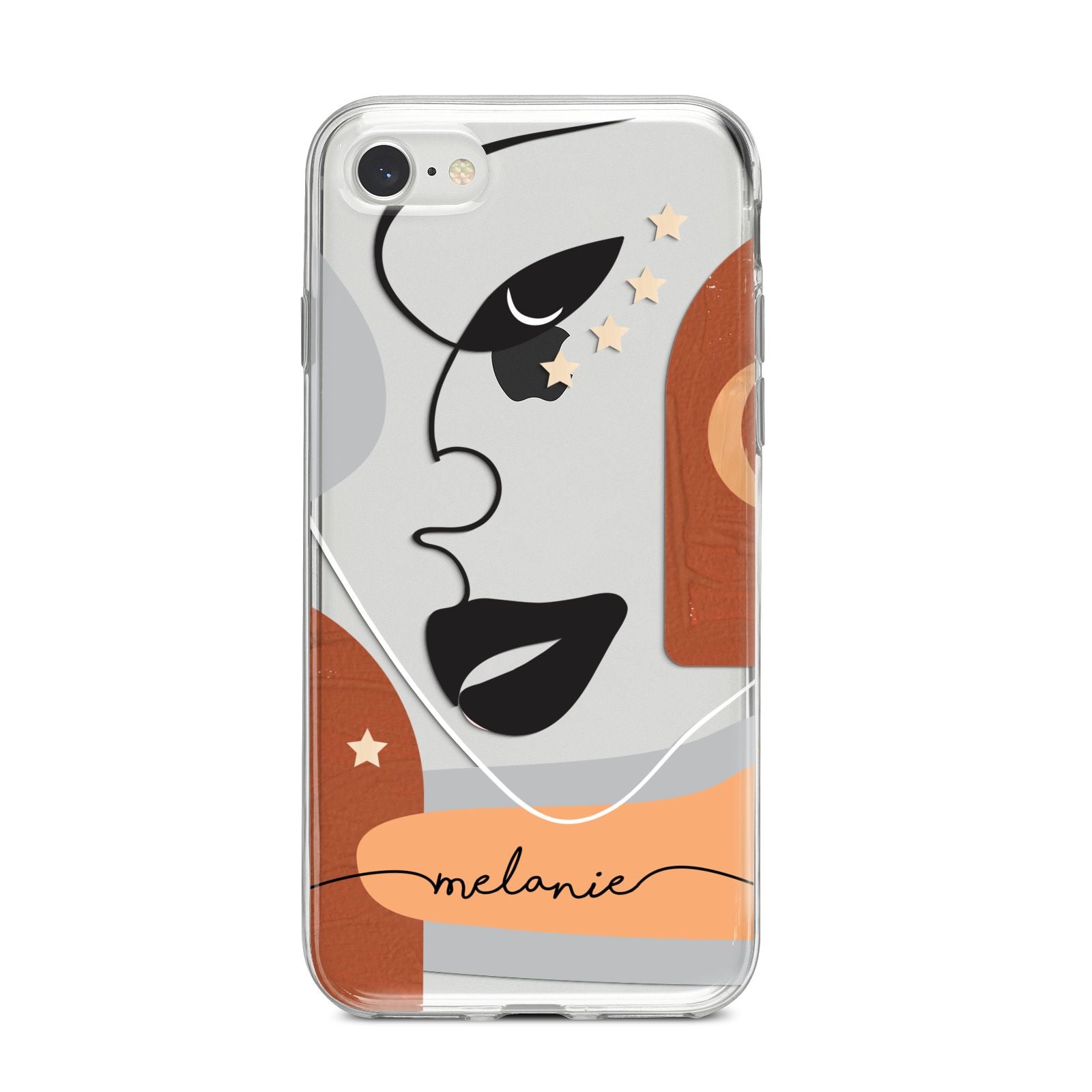 Personalised Line Art iPhone 8 Bumper Case on Silver iPhone