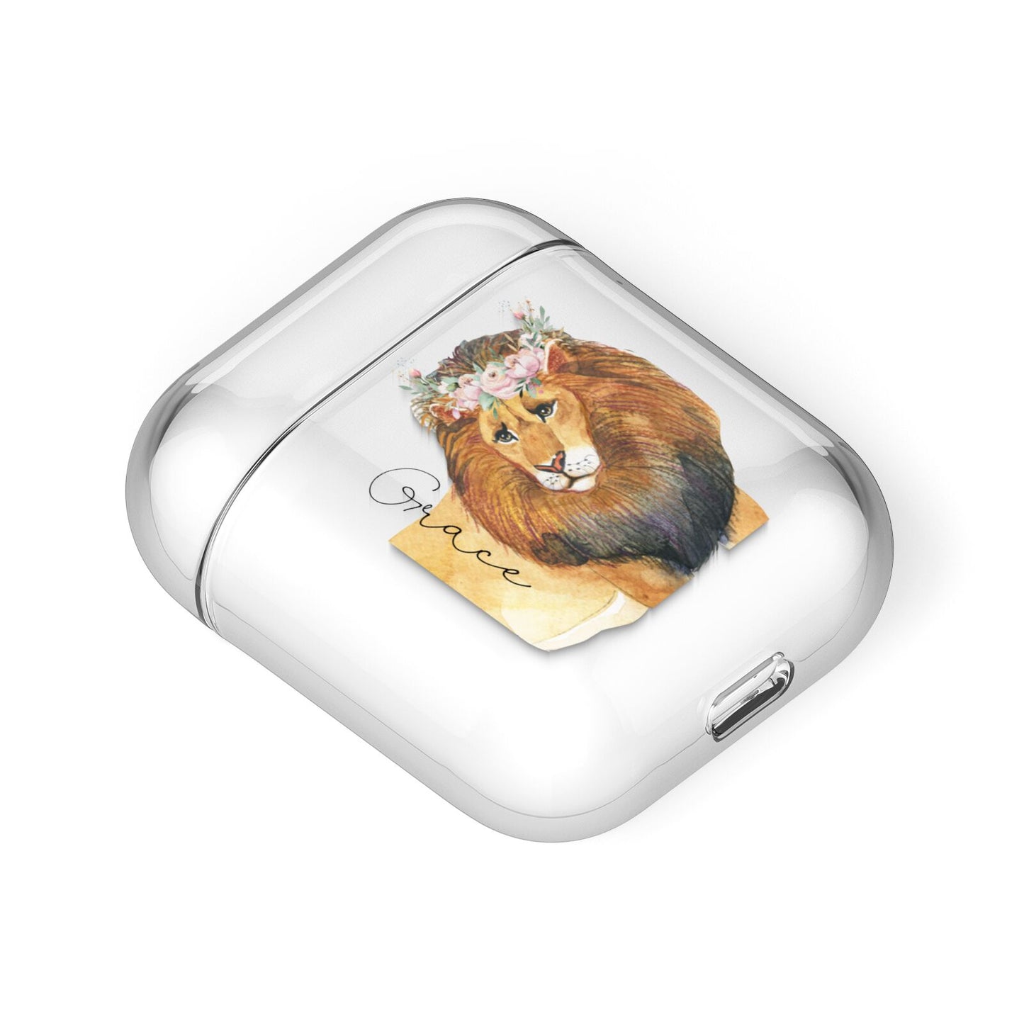 Personalised Lion AirPods Case Laid Flat