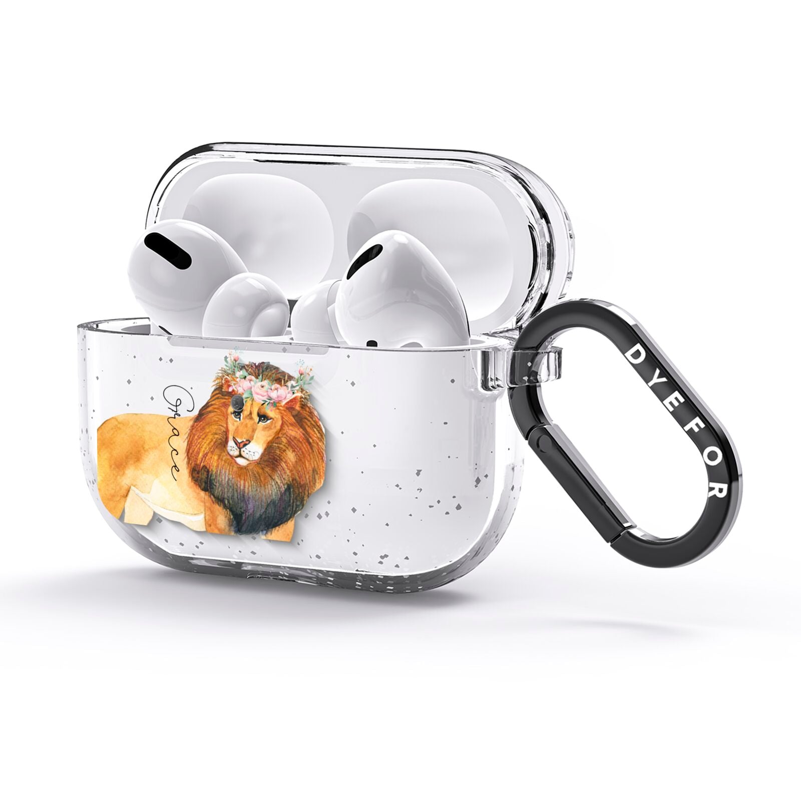 Personalised Lion AirPods Glitter Case 3rd Gen Side Image