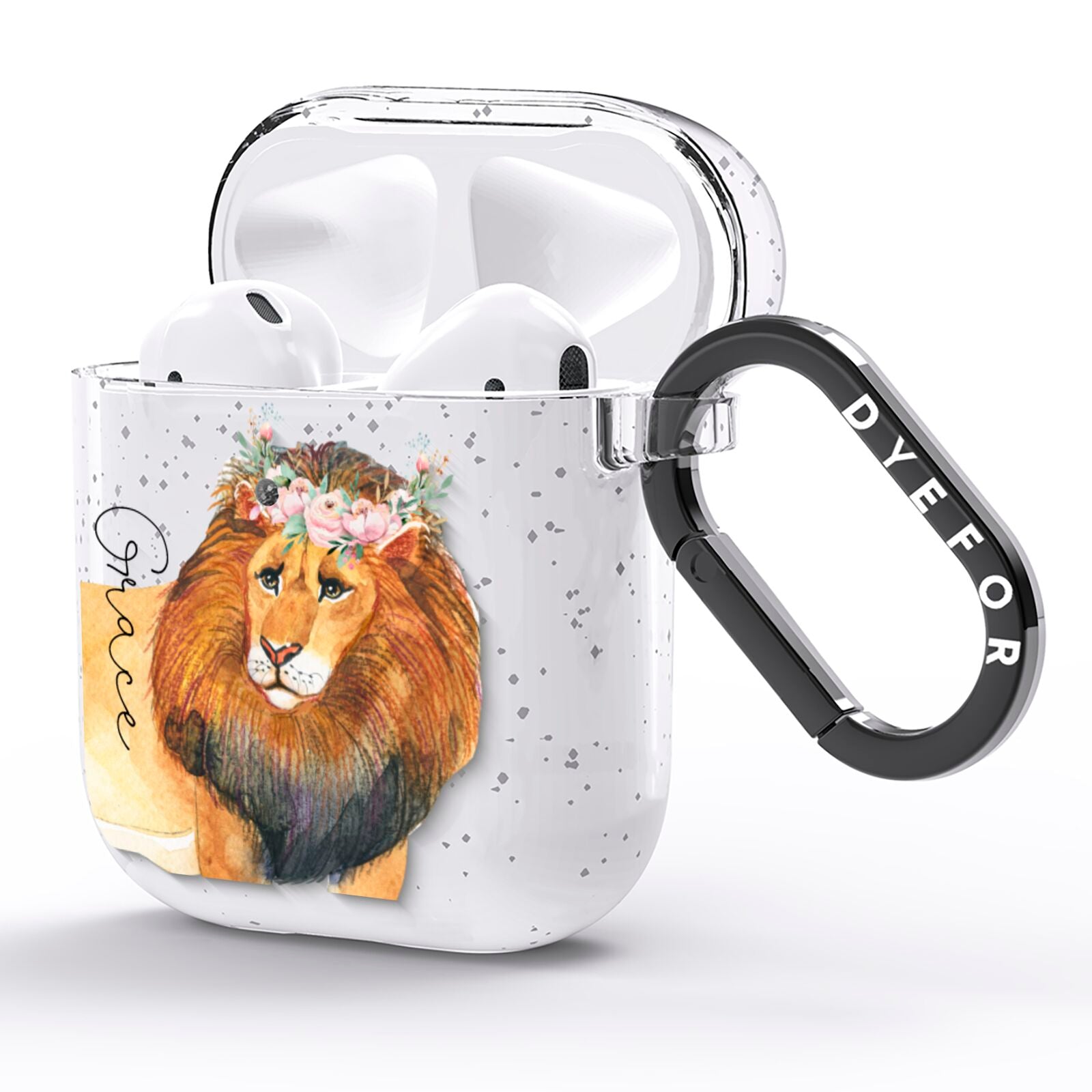Personalised Lion AirPods Glitter Case Side Image