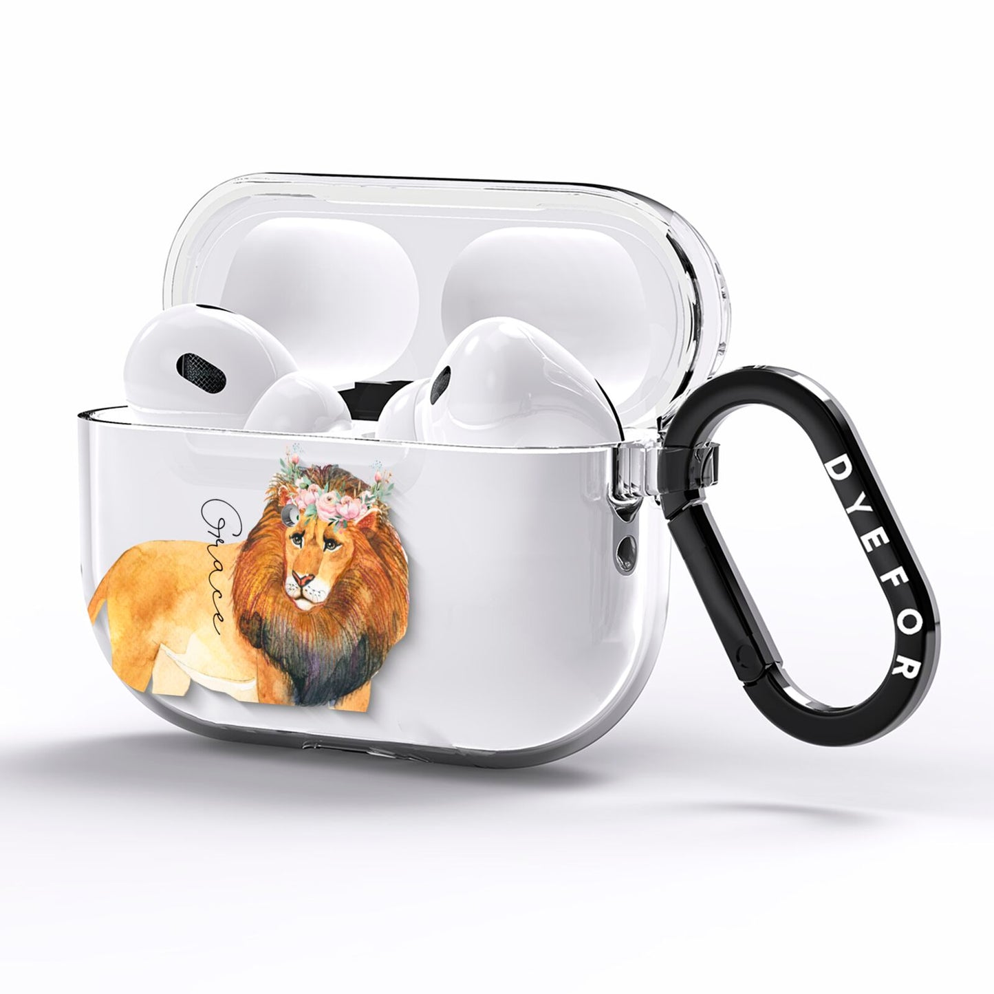 Personalised Lion AirPods Pro Clear Case Side Image