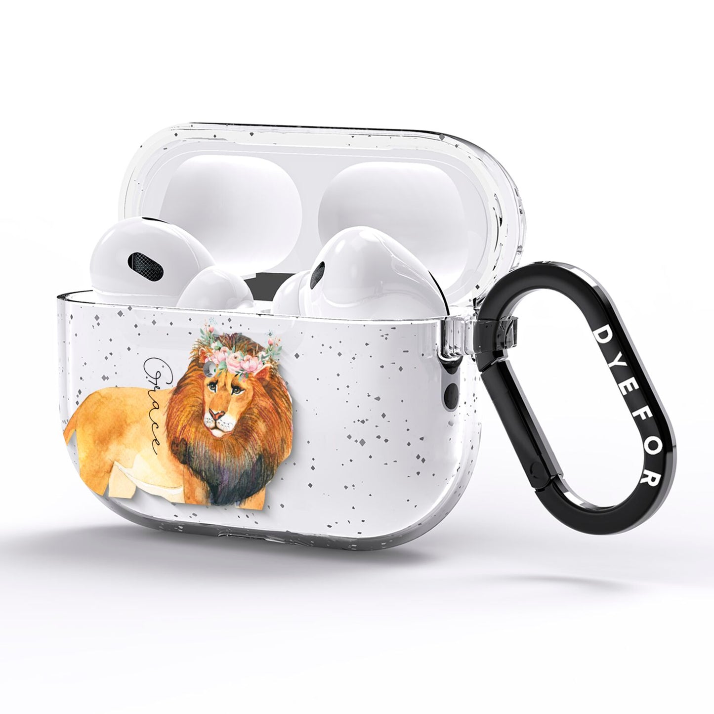 Personalised Lion AirPods Pro Glitter Case Side Image