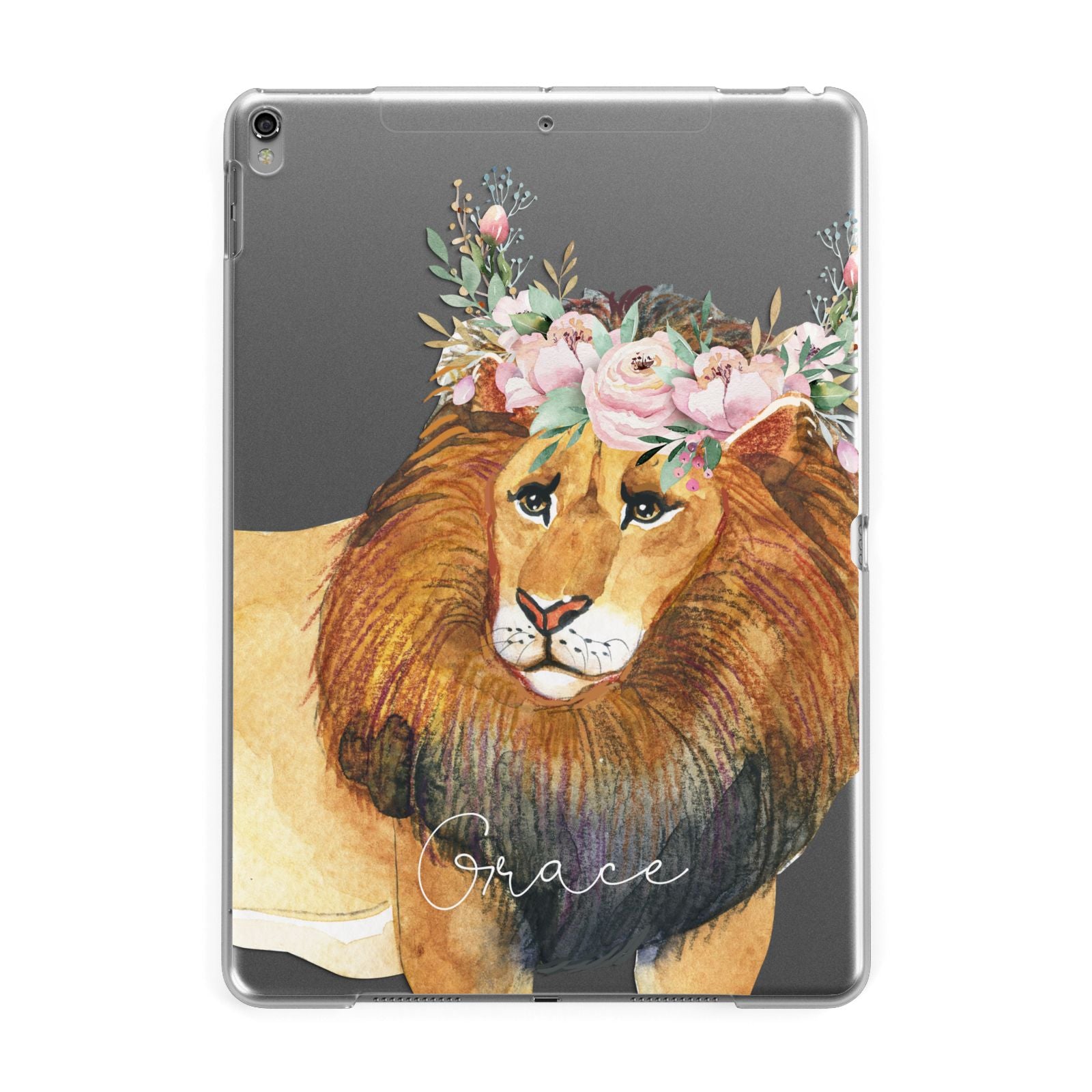 Personalised Lion Apple iPad Grey Case