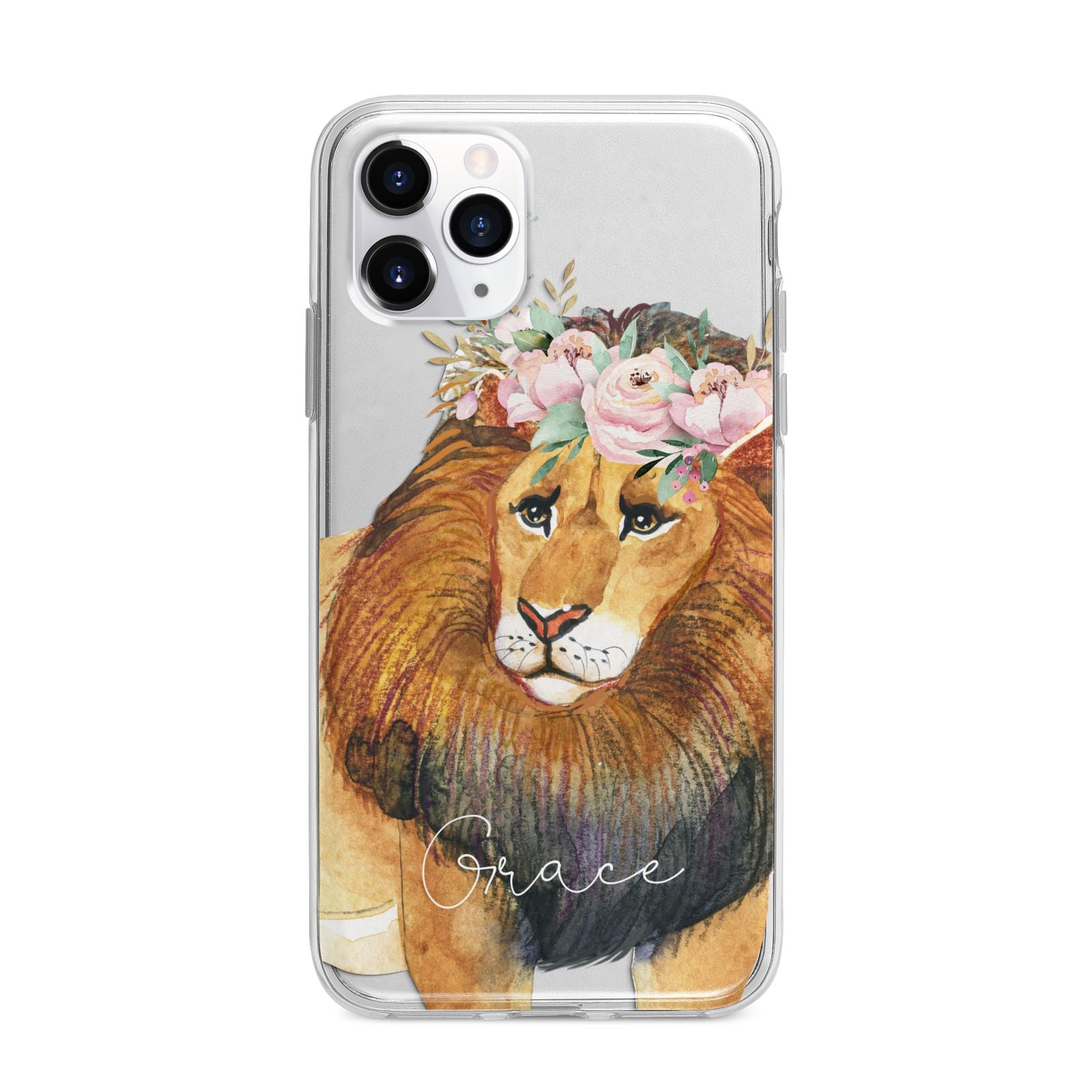 Personalised Lion Apple iPhone 11 Pro Max in Silver with Bumper Case