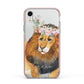Personalised Lion Apple iPhone XR Impact Case Pink Edge on Silver Phone