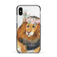 Personalised Lion Apple iPhone Xs Impact Case Black Edge on Silver Phone
