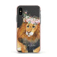 Personalised Lion Apple iPhone Xs Impact Case Pink Edge on Black Phone