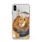 Personalised Lion Apple iPhone Xs Max Impact Case Pink Edge on Silver Phone