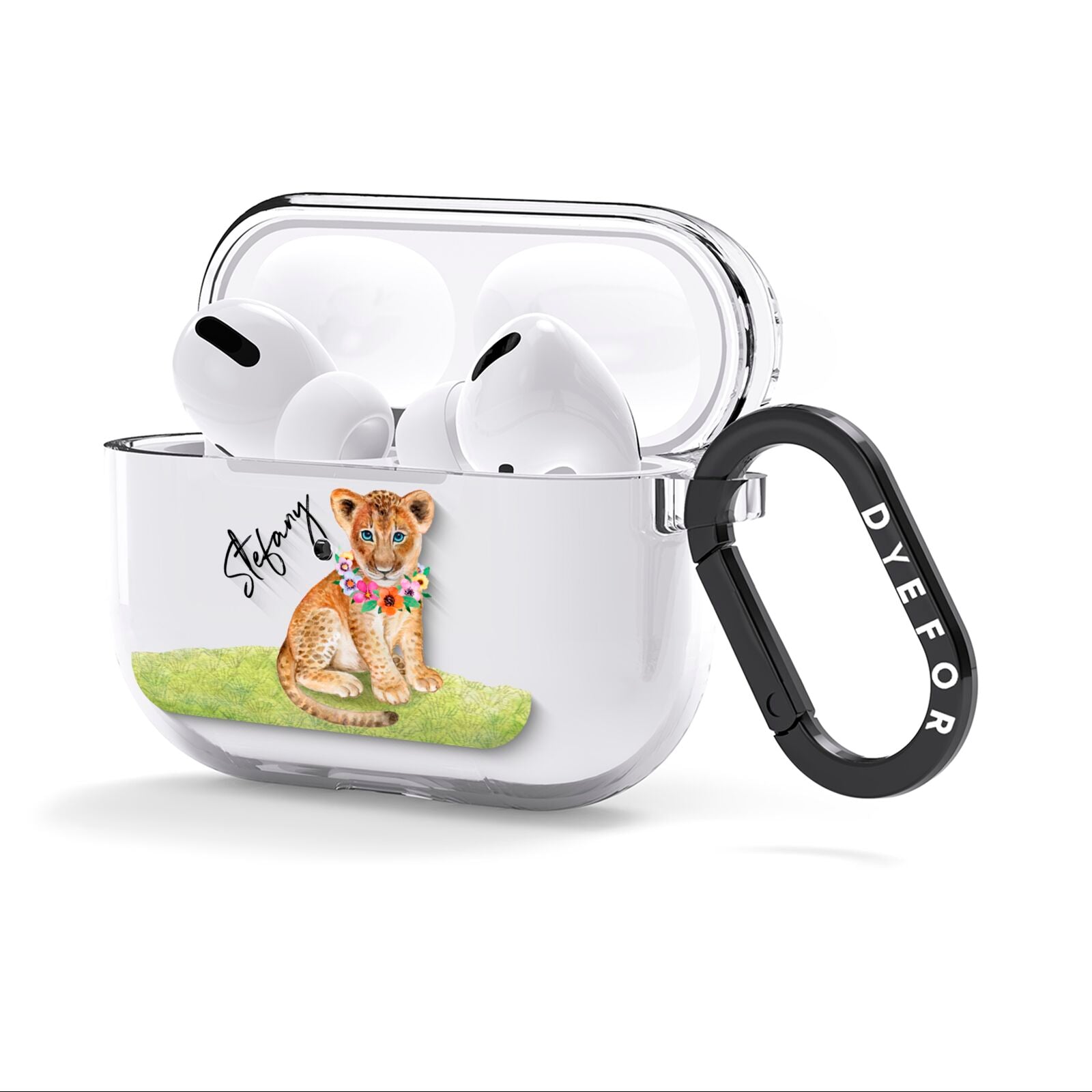 Personalised Lion Cub AirPods Clear Case 3rd Gen Side Image