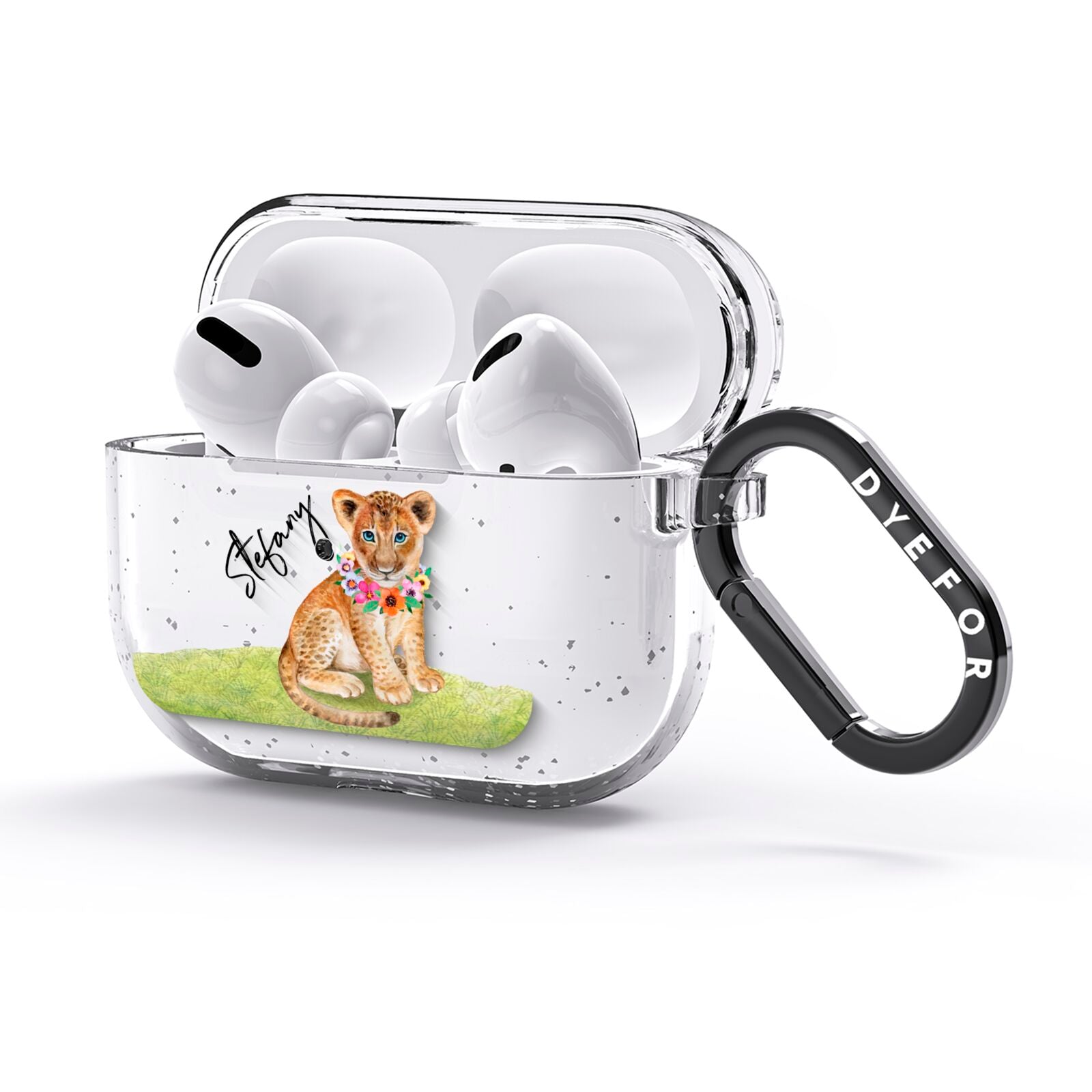 Personalised Lion Cub AirPods Glitter Case 3rd Gen Side Image