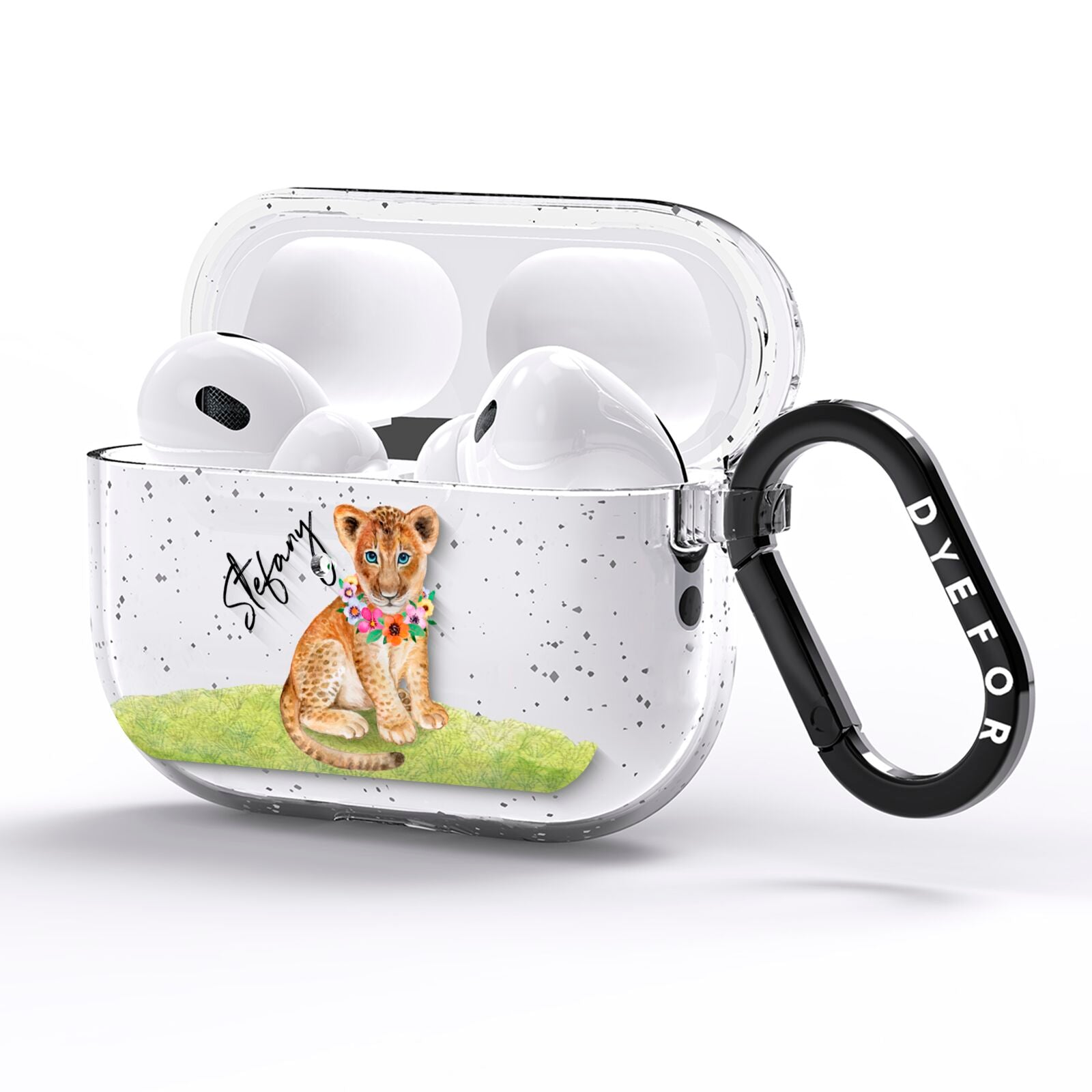 Personalised Lion Cub AirPods Pro Glitter Case Side Image