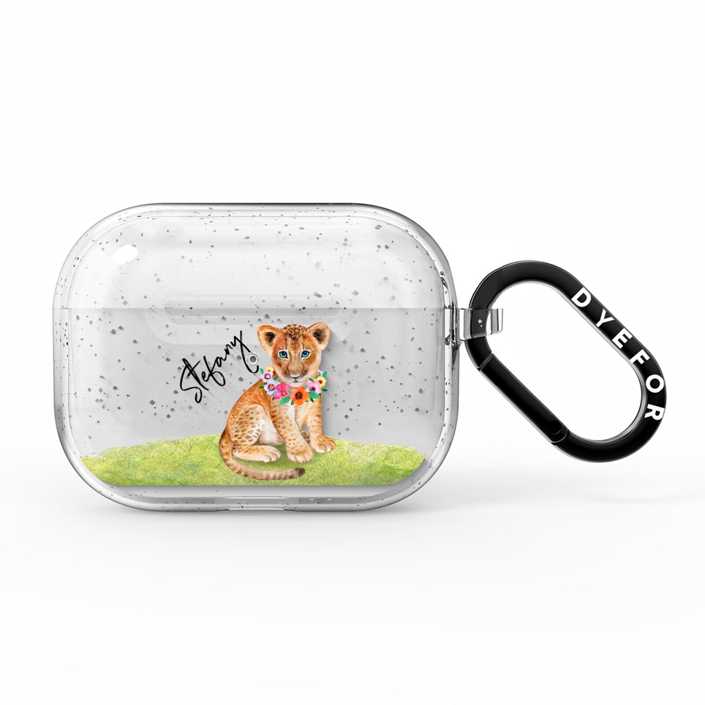 Personalised Lion Cub AirPods Pro Glitter Case