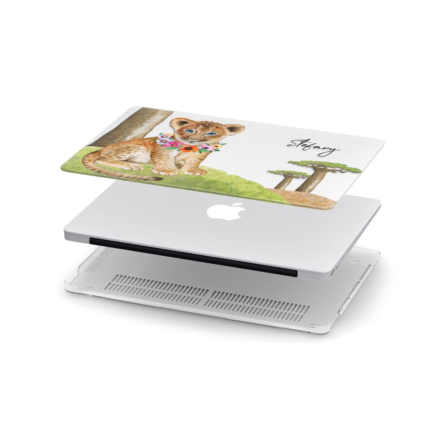 Personalised Lion Cub Apple MacBook Case in Detail