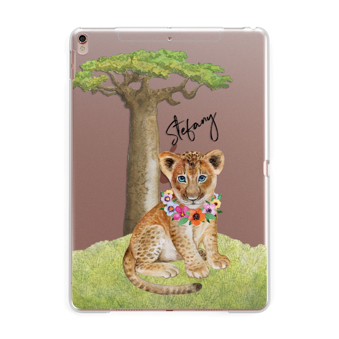Personalised Lion Cub Apple iPad Rose Gold Case
