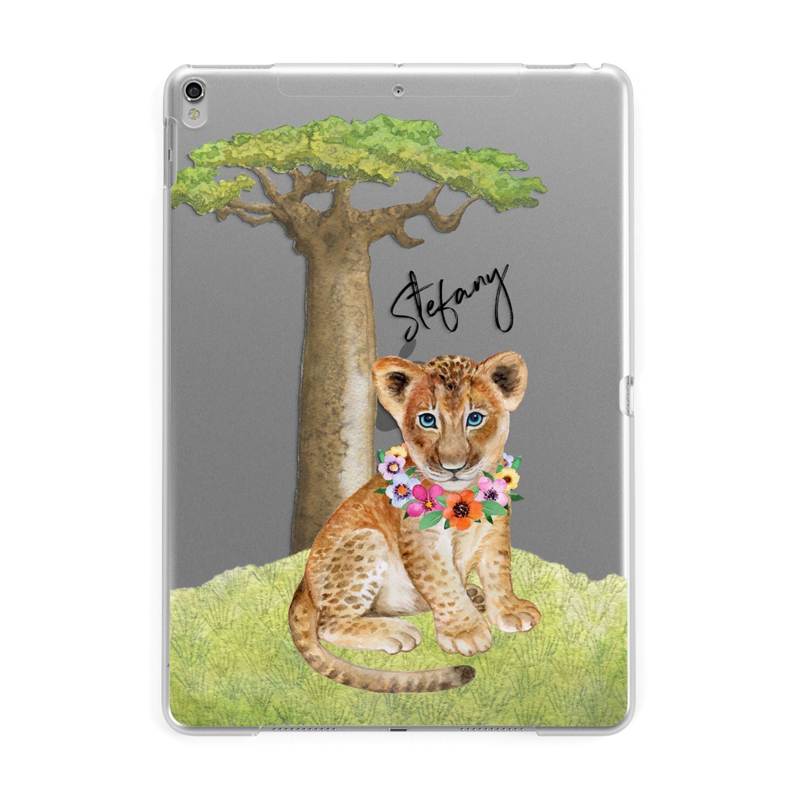 Personalised Lion Cub Apple iPad Silver Case