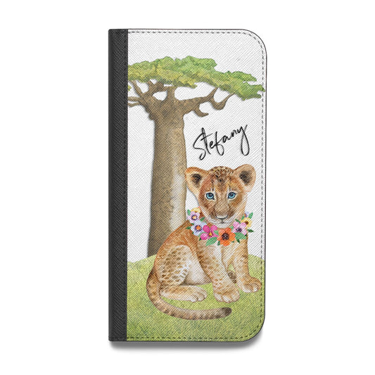 Personalised Lion Cub Vegan Leather Flip Samsung Case