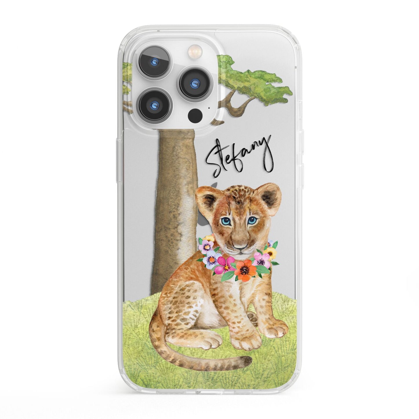 Personalised Lion Cub iPhone 13 Pro Clear Bumper Case