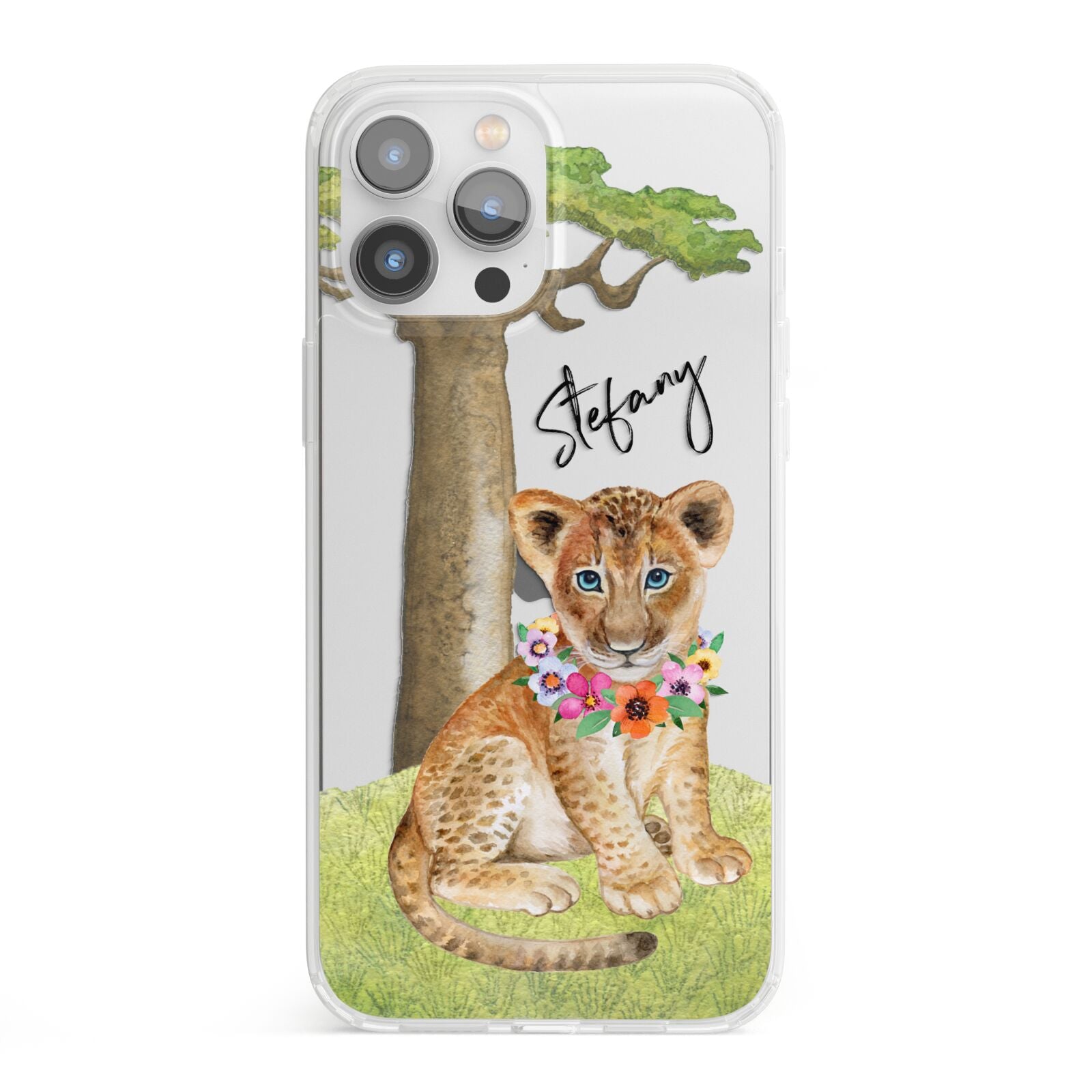 Personalised Lion Cub iPhone 13 Pro Max Clear Bumper Case