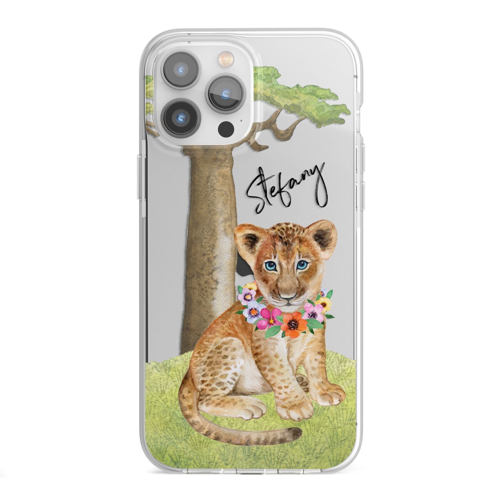 Personalised Lion Cub iPhone 13 Pro Max TPU Impact Case with White Edges