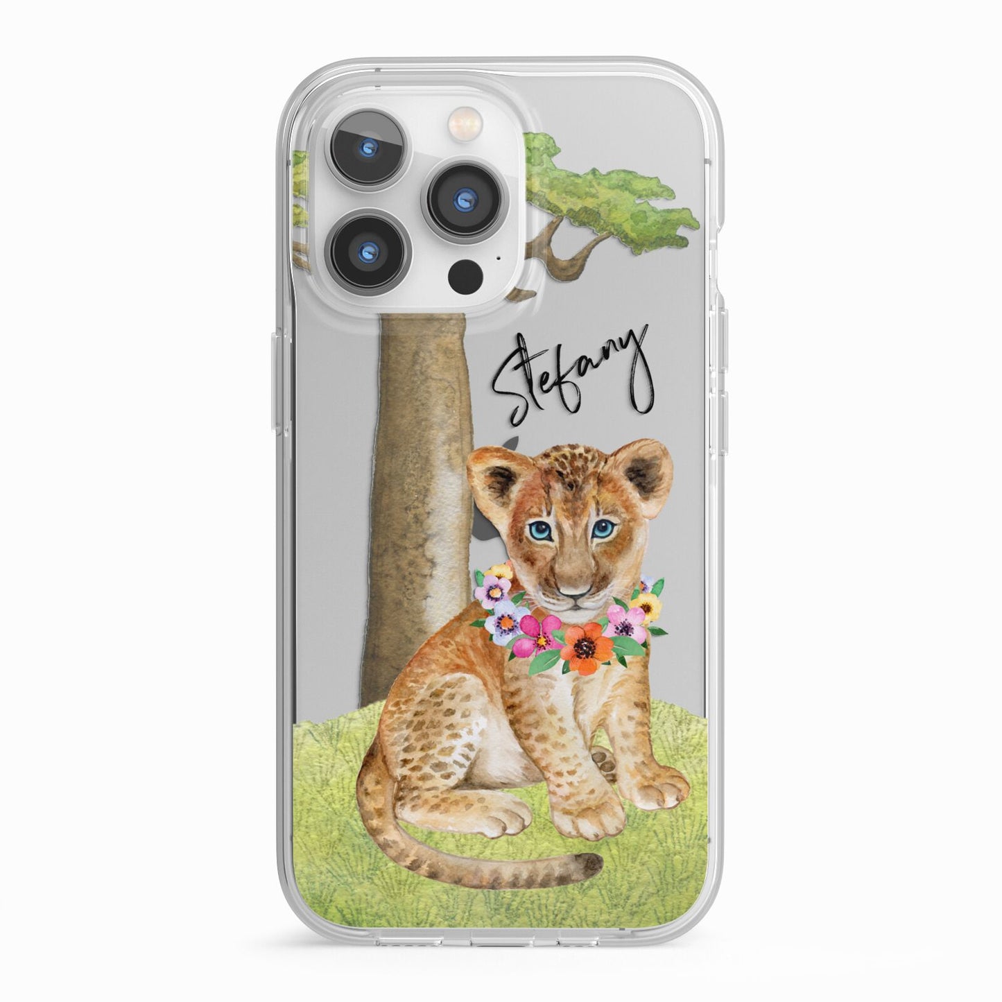 Personalised Lion Cub iPhone 13 Pro TPU Impact Case with White Edges