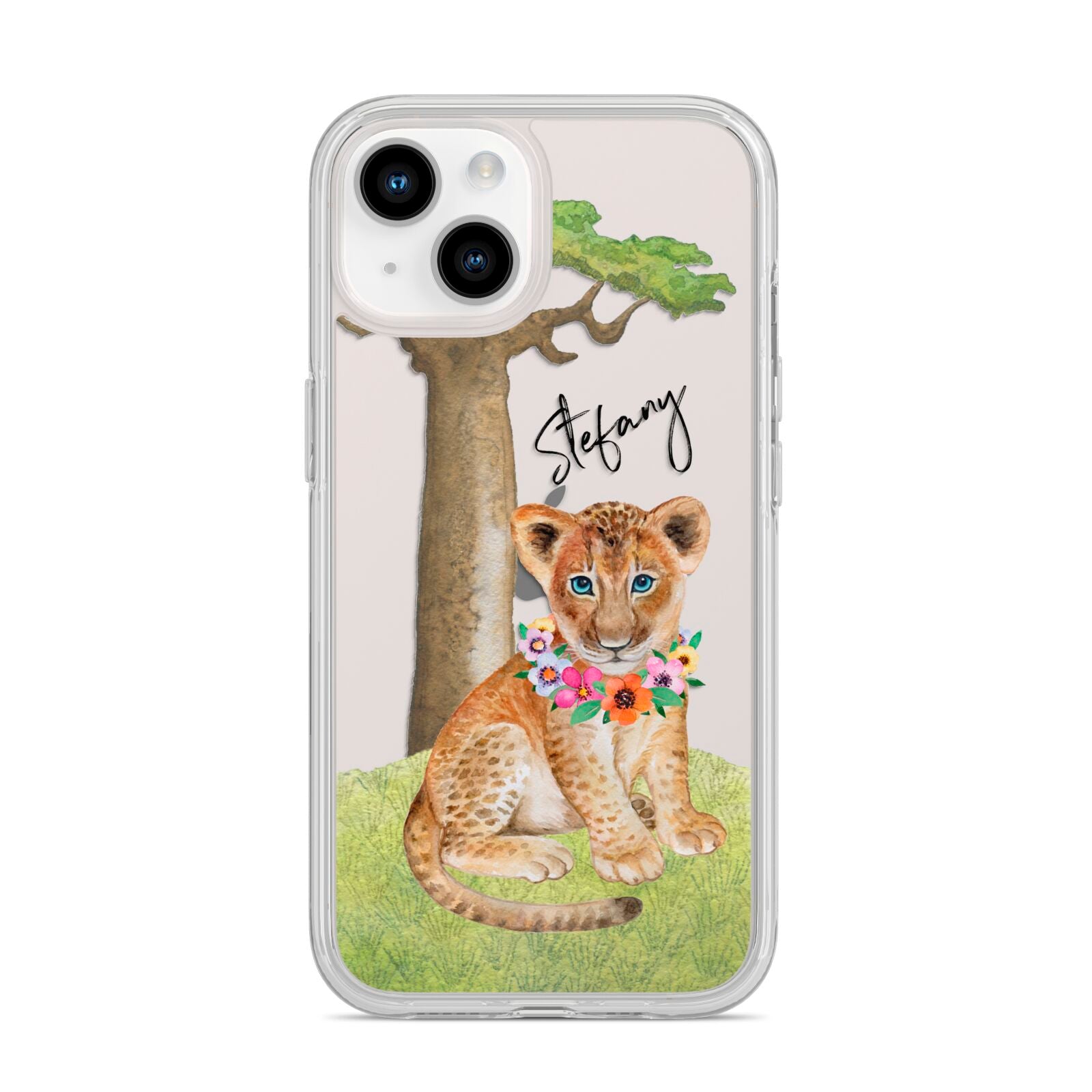 Personalised Lion Cub iPhone 14 Clear Tough Case Starlight
