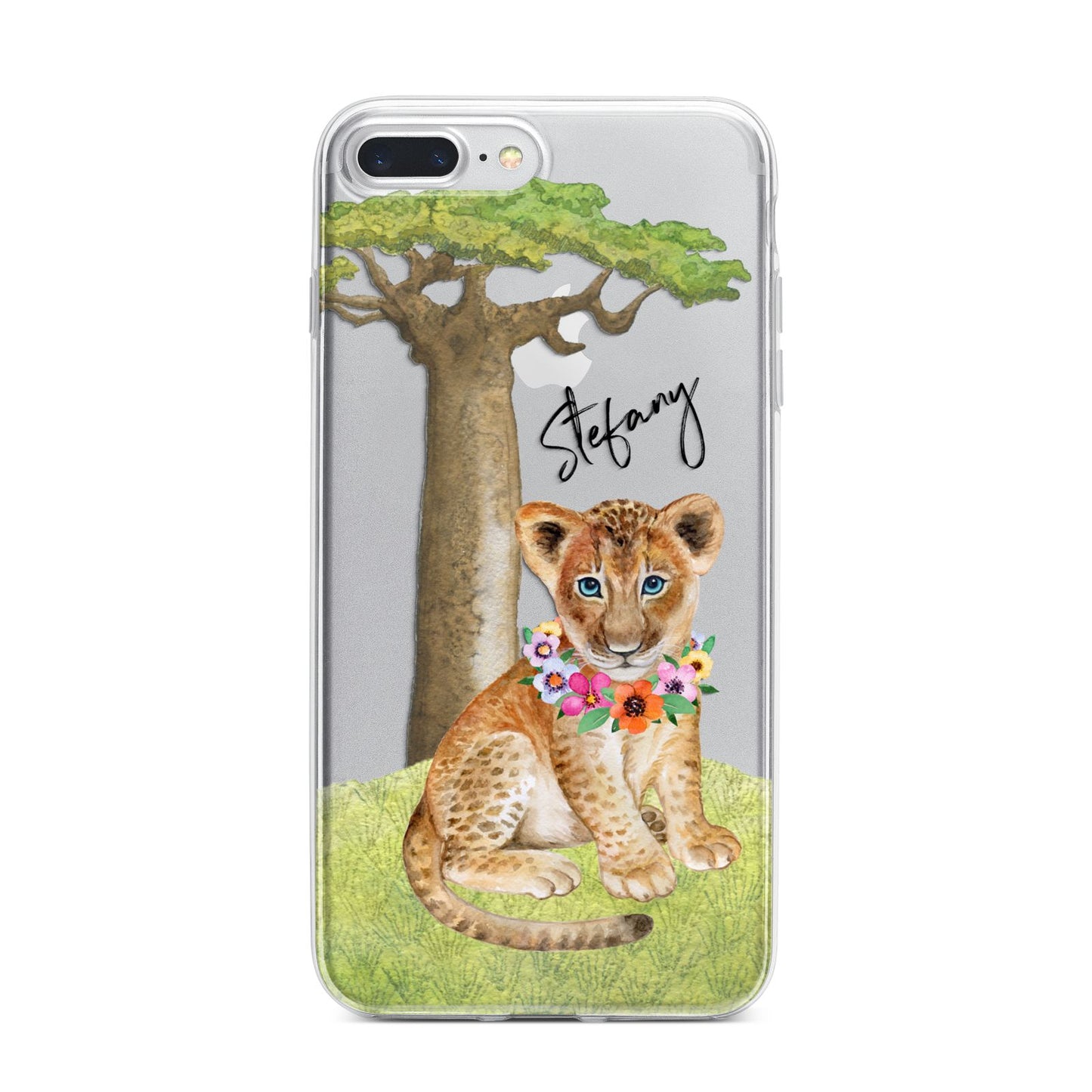 Personalised Lion Cub iPhone 7 Plus Bumper Case on Silver iPhone
