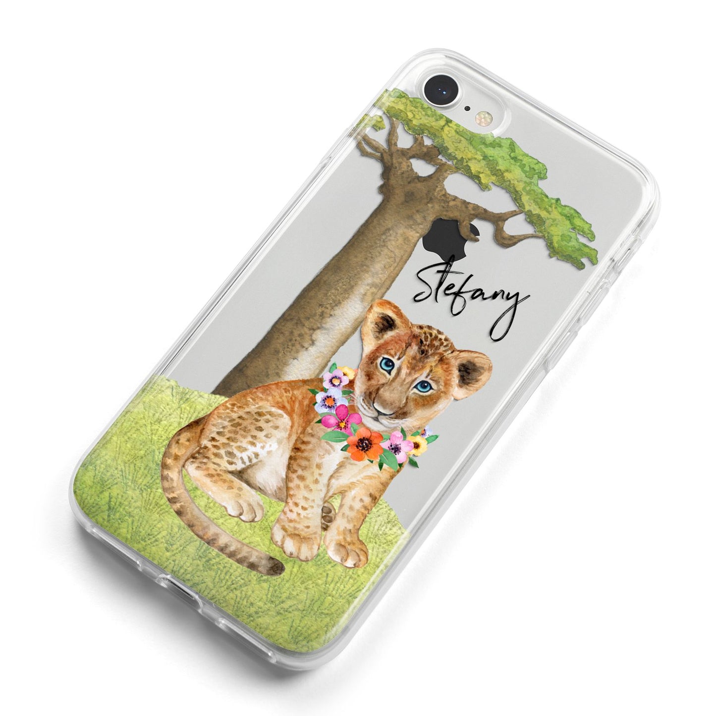 Personalised Lion Cub iPhone 8 Bumper Case on Silver iPhone Alternative Image