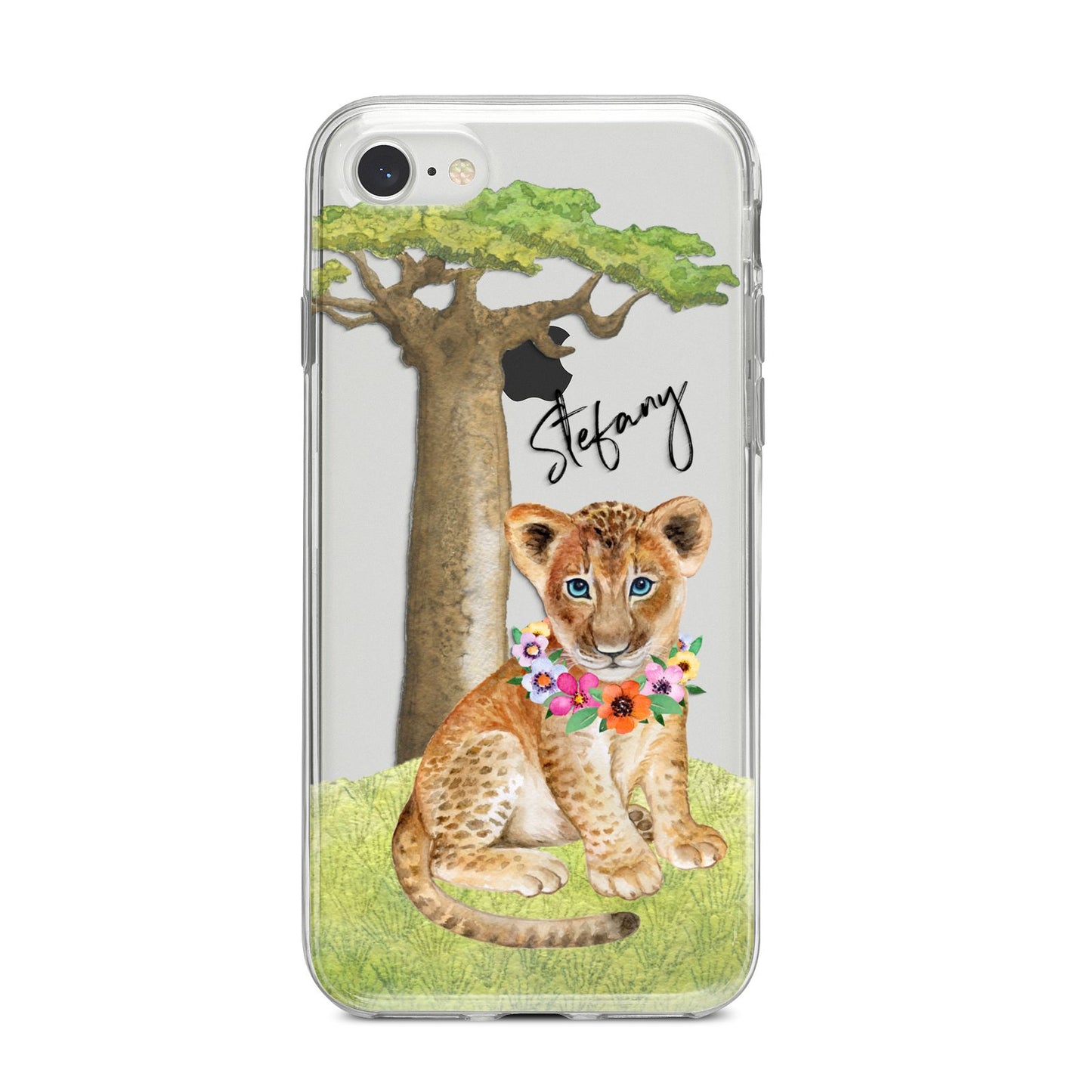 Personalised Lion Cub iPhone 8 Bumper Case on Silver iPhone
