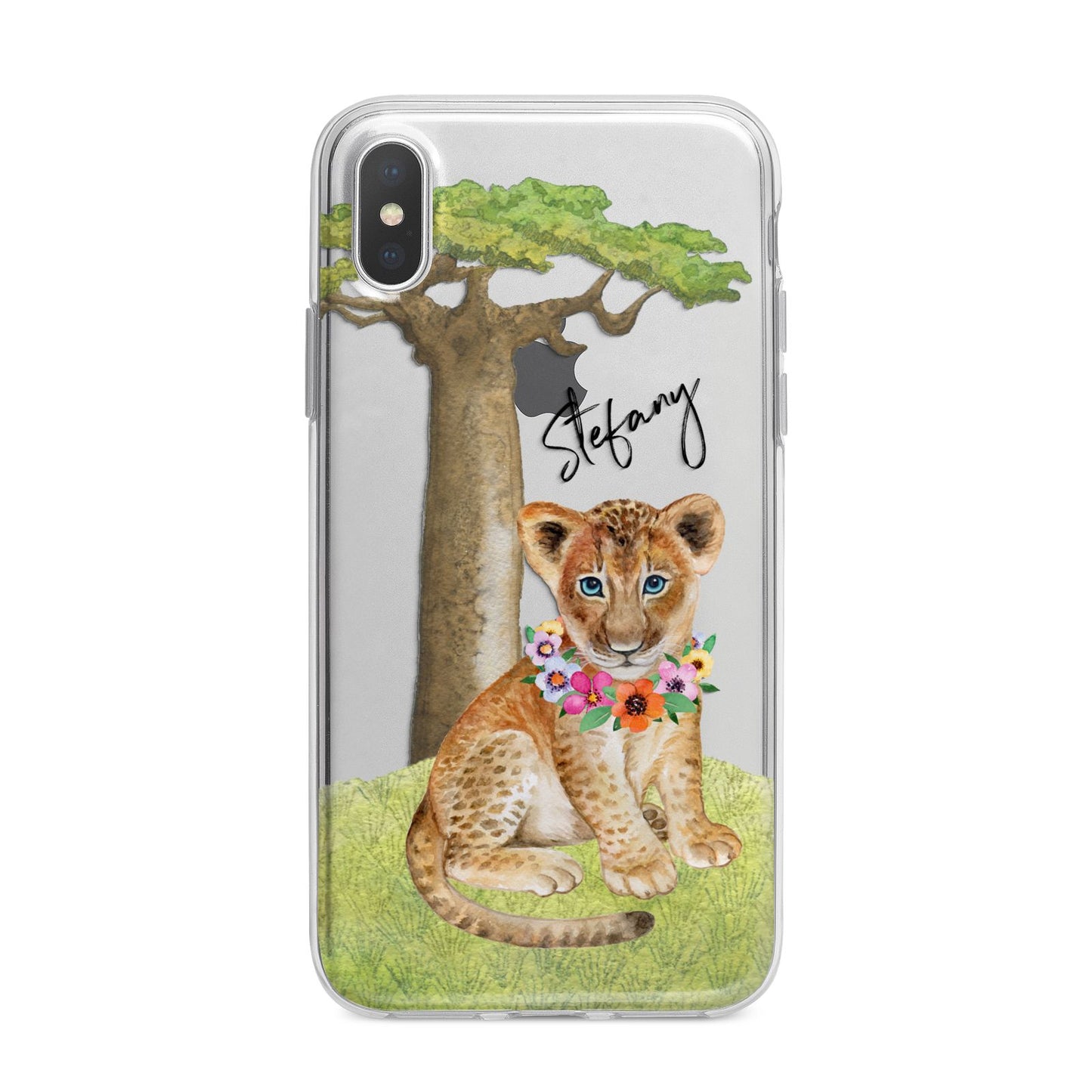 Personalised Lion Cub iPhone X Bumper Case on Silver iPhone Alternative Image 1
