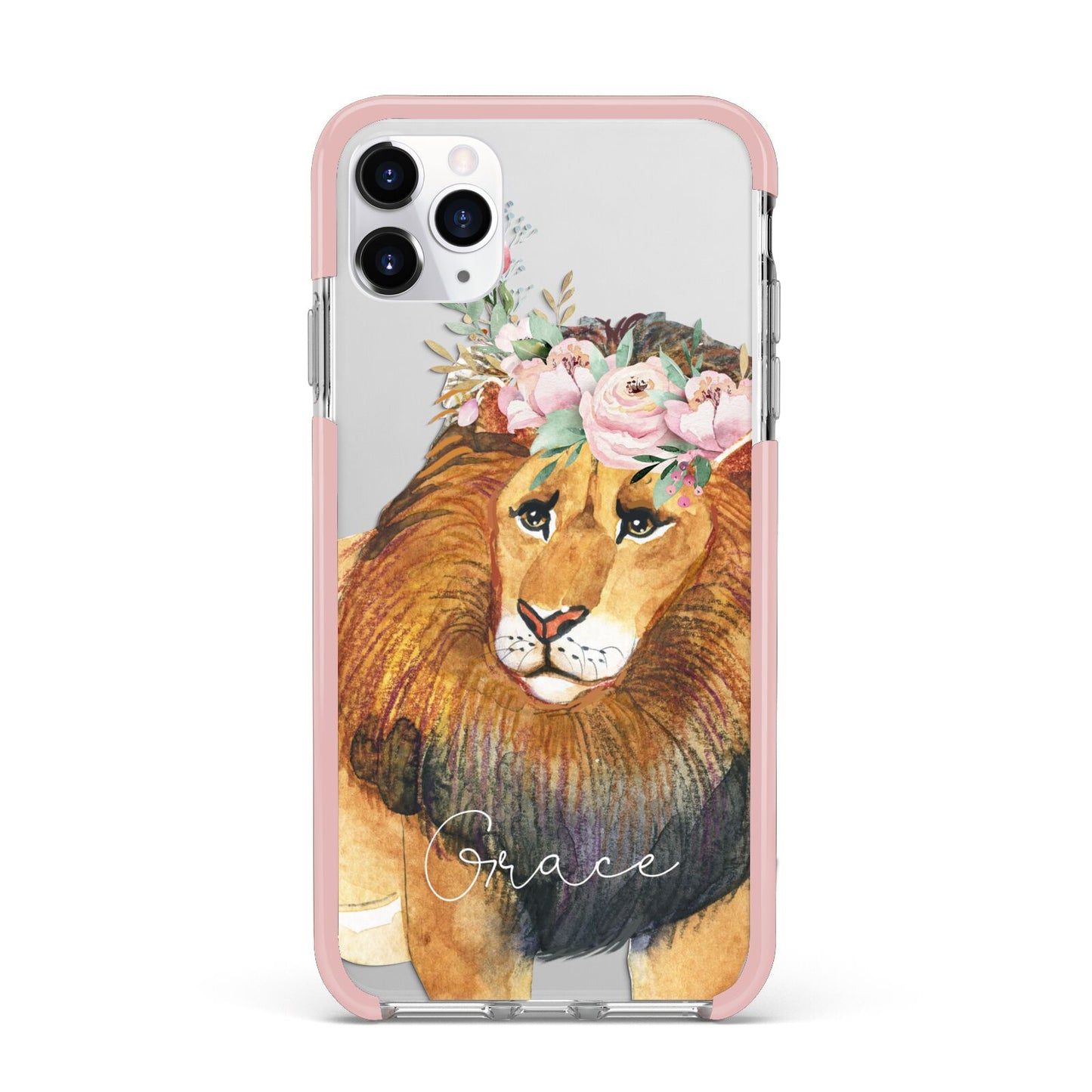 Personalised Lion iPhone 11 Pro Max Impact Pink Edge Case