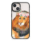 Personalised Lion iPhone 13 Black Impact Case on Silver phone