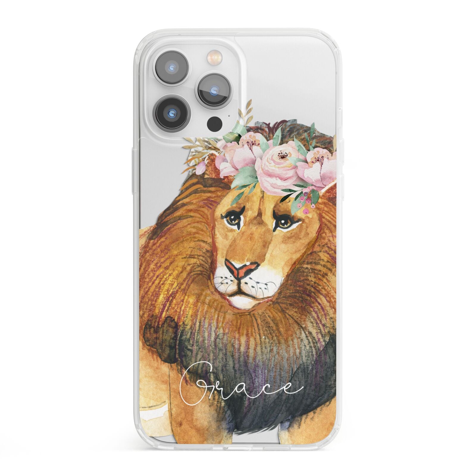 Personalised Lion iPhone 13 Pro Max Clear Bumper Case