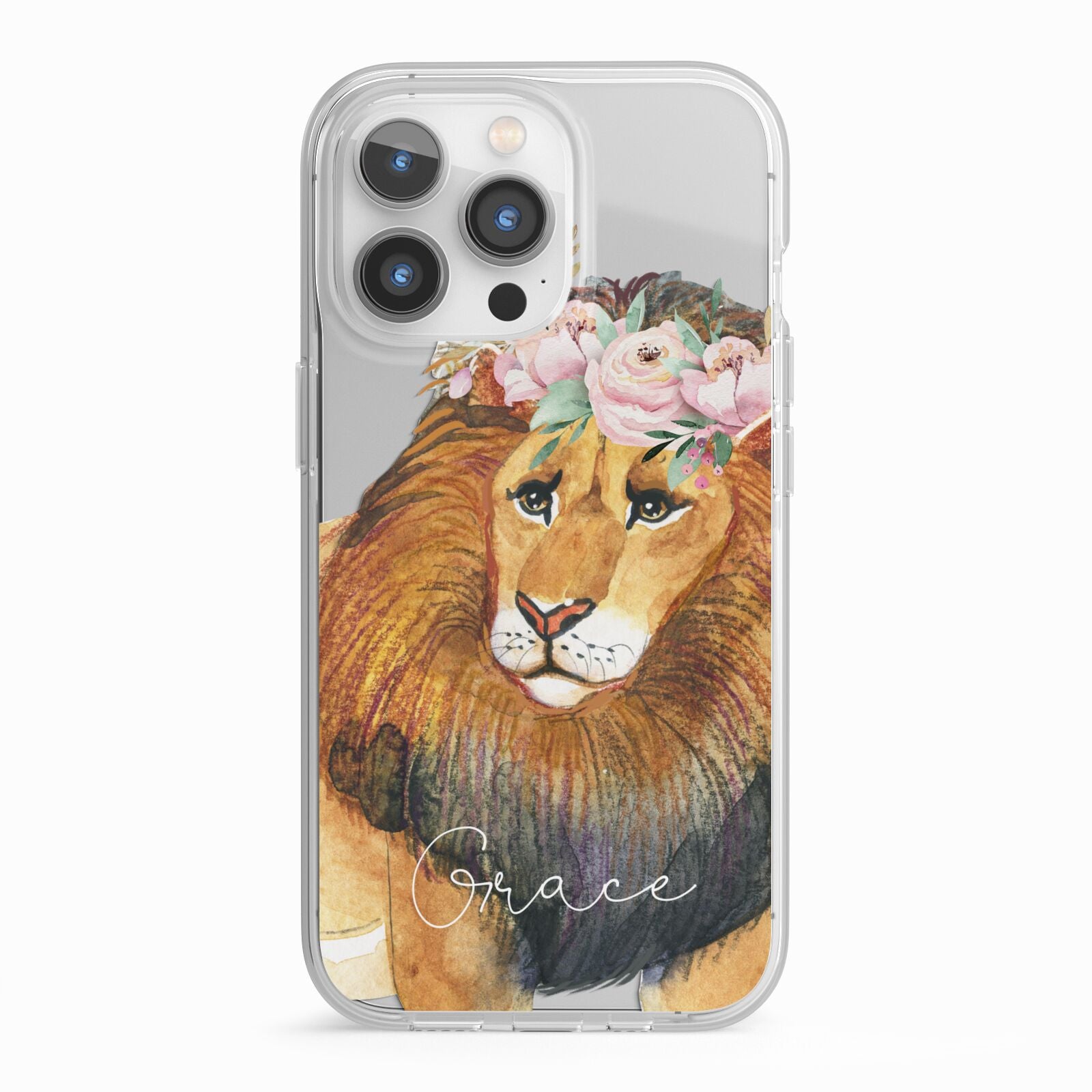 Personalised Lion iPhone 13 Pro TPU Impact Case with White Edges