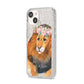 Personalised Lion iPhone 14 Glitter Tough Case Starlight Angled Image