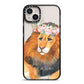 Personalised Lion iPhone 14 Plus Black Impact Case on Silver phone