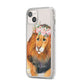 Personalised Lion iPhone 14 Plus Clear Tough Case Starlight Angled Image