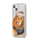 Personalised Lion iPhone 14 Plus Glitter Tough Case Starlight Angled Image