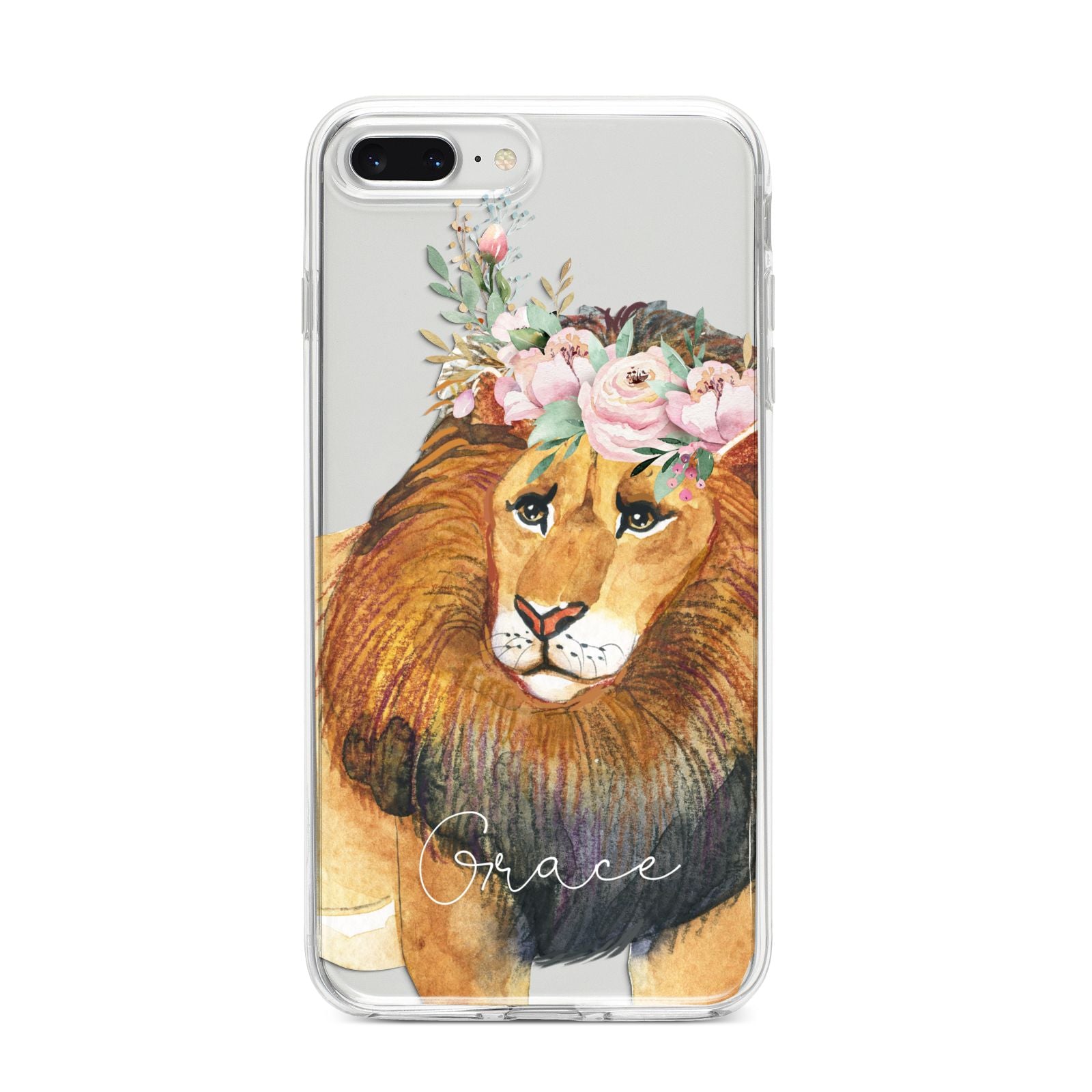 Personalised Lion iPhone 8 Plus Bumper Case on Silver iPhone