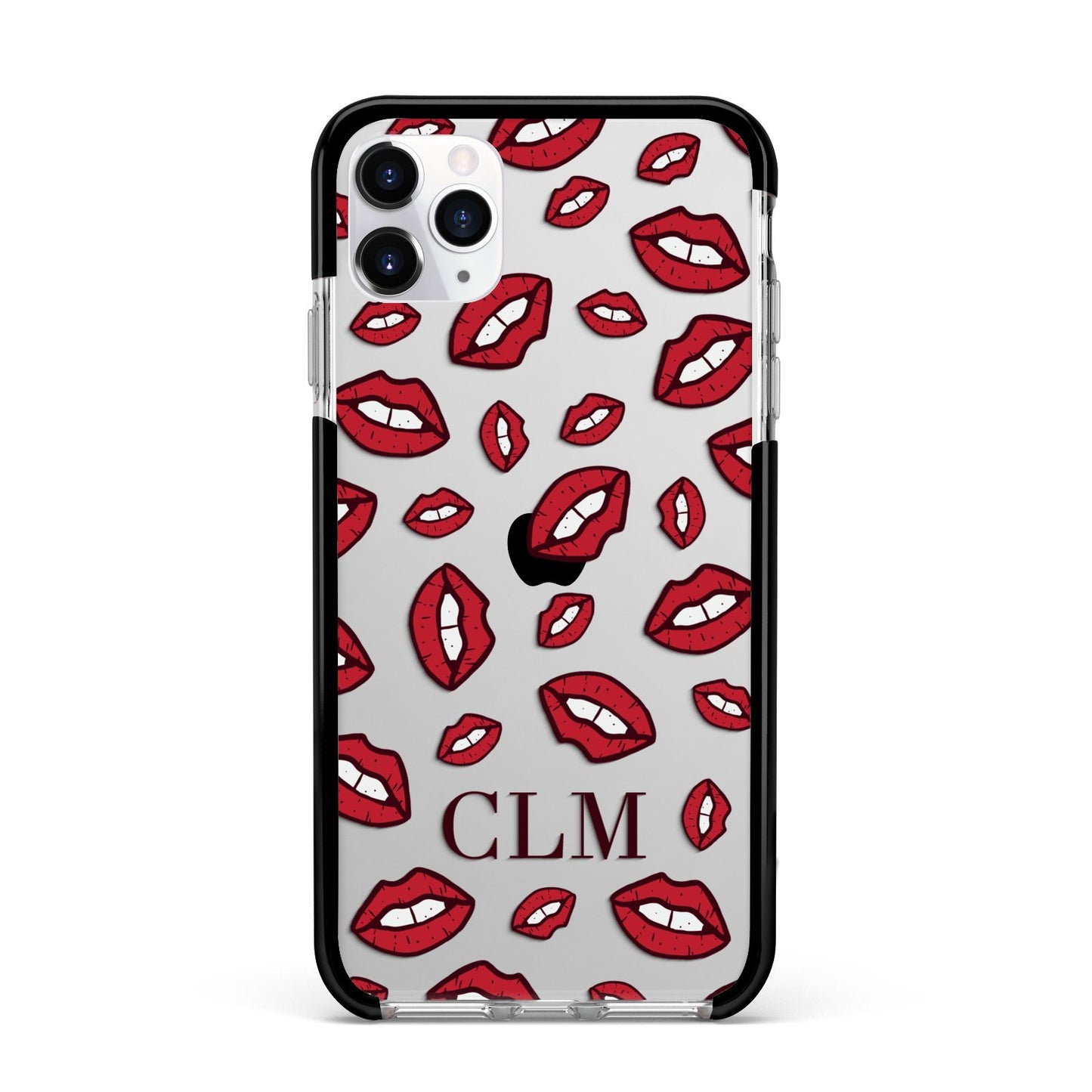 Personalised Lips Initials Apple iPhone 11 Pro Max in Silver with Black Impact Case