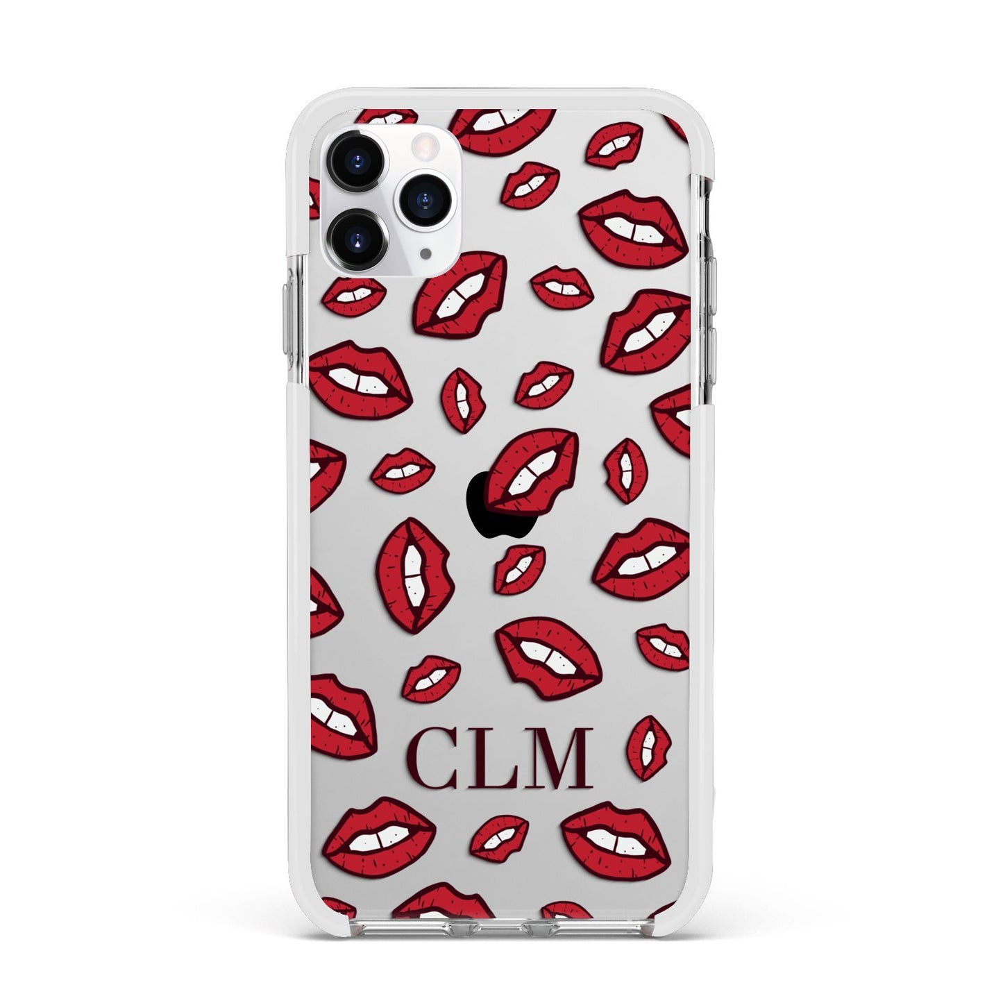 Personalised Lips Initials Apple iPhone 11 Pro Max in Silver with White Impact Case