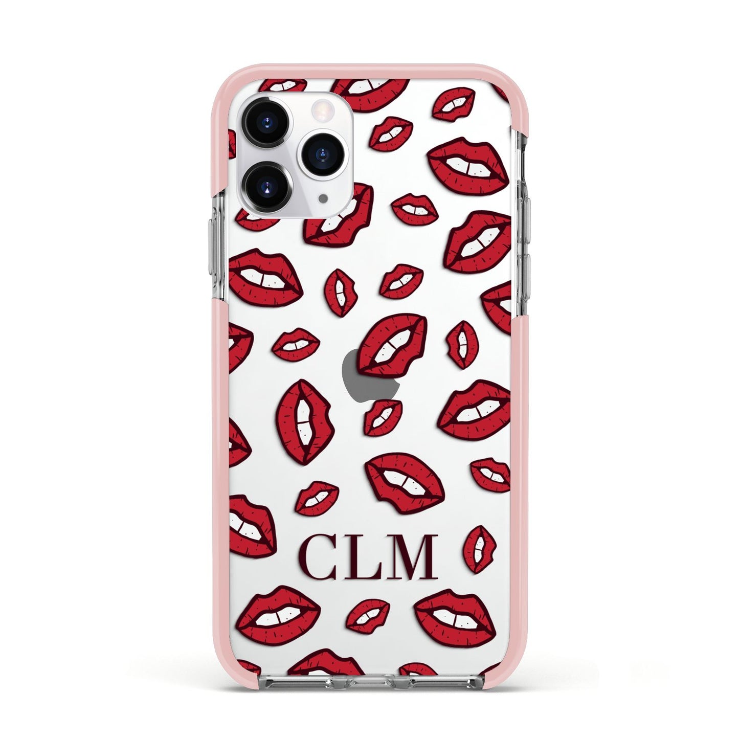 Personalised Lips Initials Apple iPhone 11 Pro in Silver with Pink Impact Case