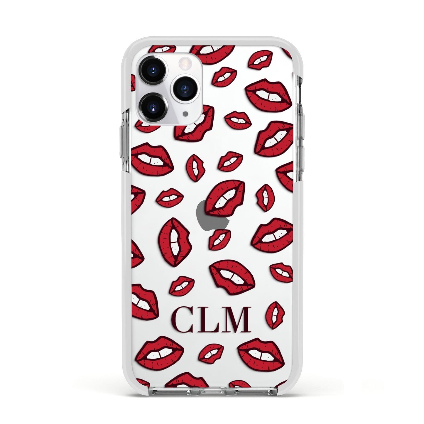 Personalised Lips Initials Apple iPhone 11 Pro in Silver with White Impact Case