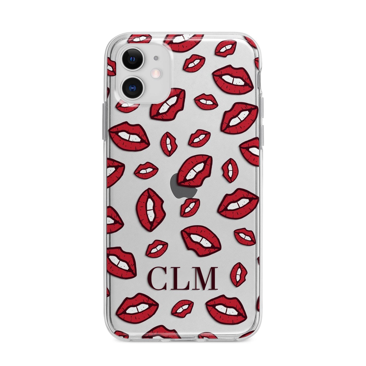 Personalised Lips Initials Apple iPhone 11 in White with Bumper Case