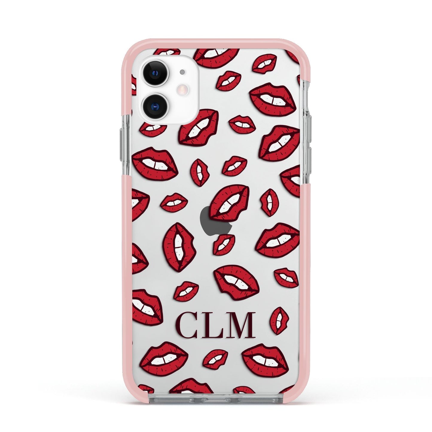 Personalised Lips Initials Apple iPhone 11 in White with Pink Impact Case