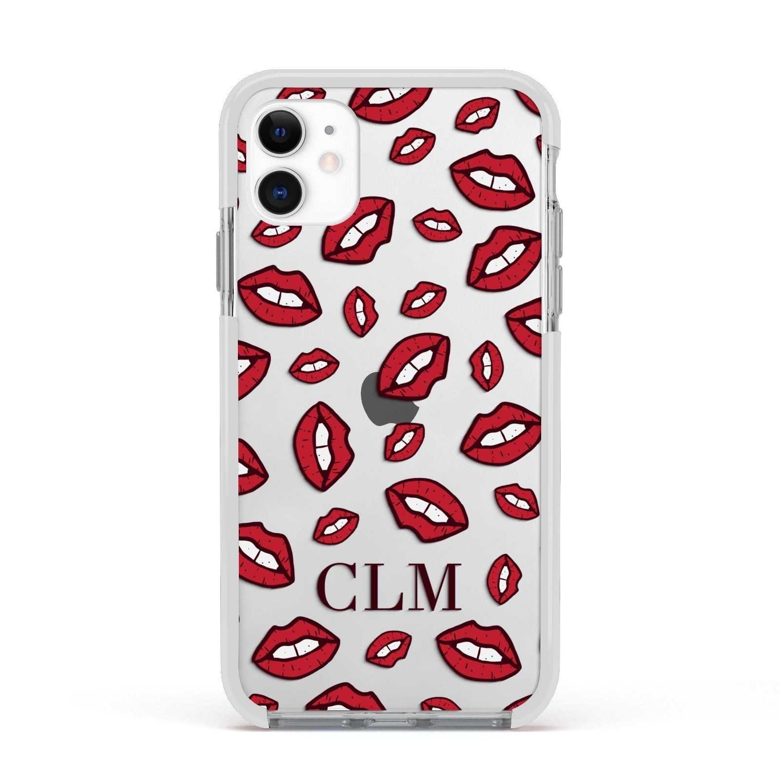 Personalised Lips Initials Apple iPhone 11 in White with White Impact Case