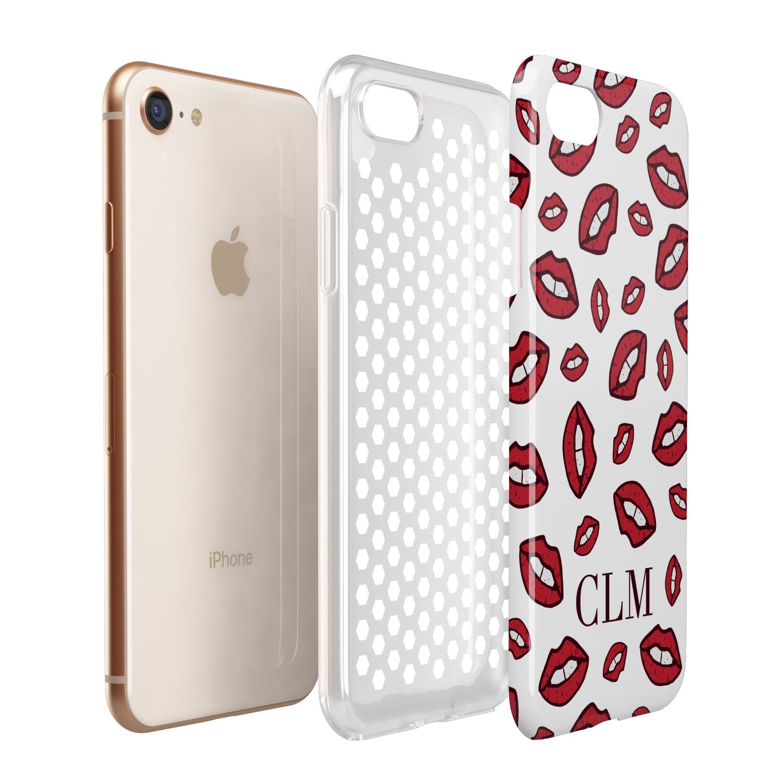 Personalised Lips Initials Apple iPhone 7 8 3D Tough Case Expanded View